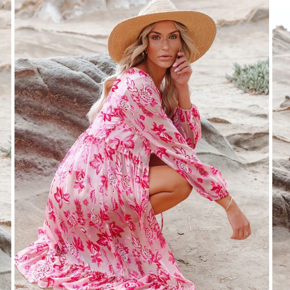 Vici Tender Heart Floral Ruffle Tie Duster